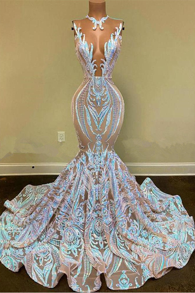 Jeweled Mermaid Prom Dress