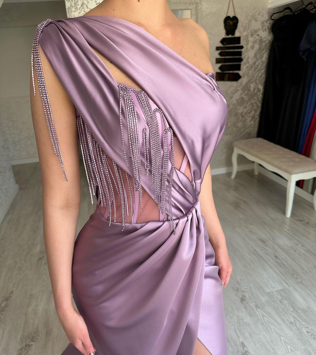 Purple Dress - One-Shoulder Maxi Dress - Purple Sleeveless Dress