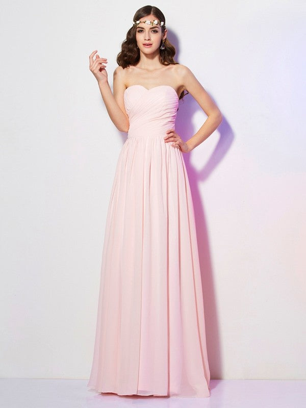 Light Pink Strapless Chiffon Bridesmaid Dresses