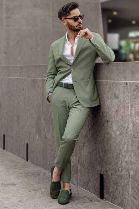 Green Slim-Fit Suit 3-Piece  Slim fit suit men, Slim fit suit, Mens  fashion suits casual