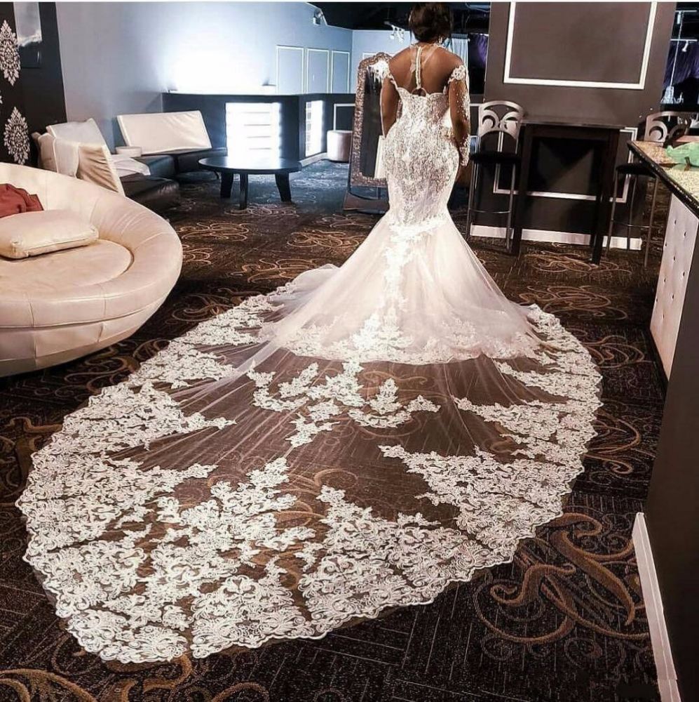 Bling Brides Mermaid Wedding Dress With Sweetheart Beaded Floor Length  Sweep Train, Blin…