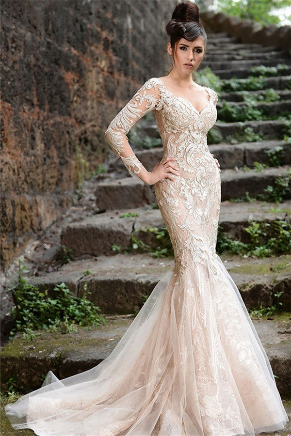 http://www.ballbella.com/cdn/shop/files/mermaid-long-sleeves-ivory-lace-wedding-dresses-modern-sheer-tulle-see-through-back-evening-dresses-wedding-dress_1024x.jpg?v=1701894075