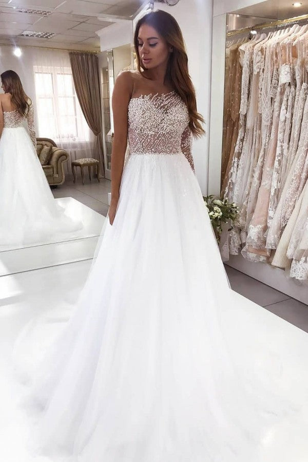 Asymmetrical Chiffon Wedding Dress