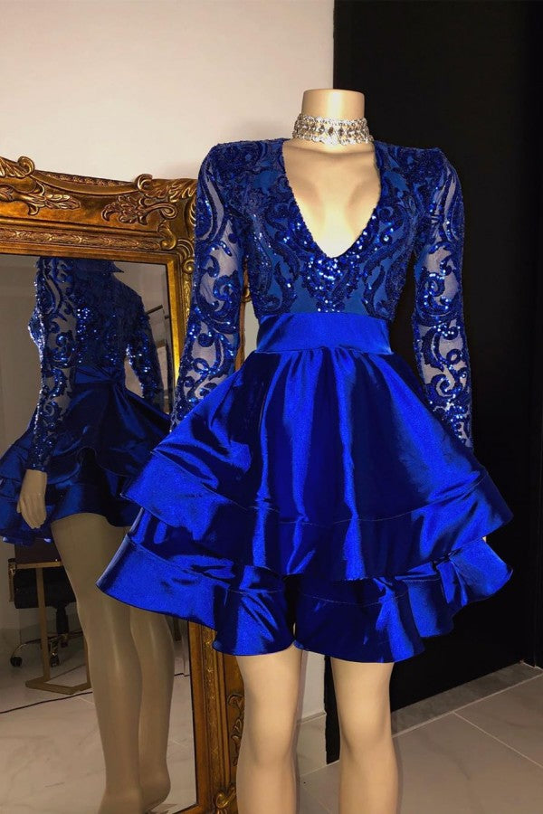 Charming Sequins Mini Dress Cocktail Party Dress Long Sleeves Homecomi –  Ballbella