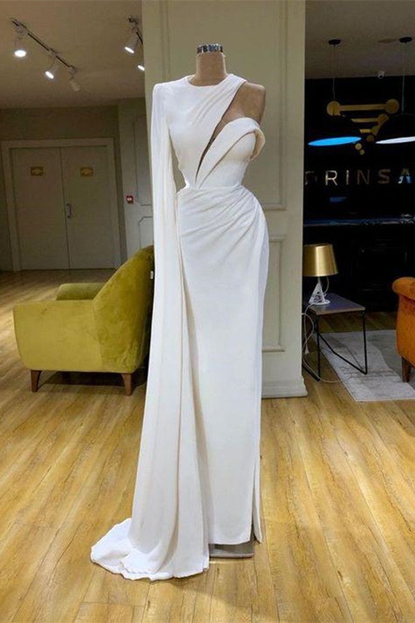 Chic Strapless Side Slit Evening Dresses On Sale Black White Sleeveles –  Ballbella