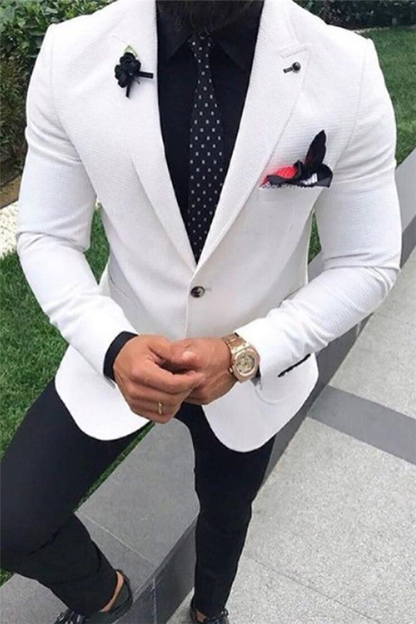 Mens white wedding on sale tuxedos