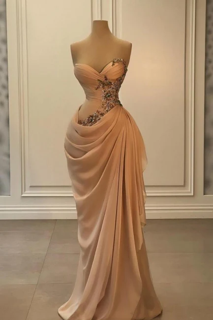 Gorgeous Sweetheart Beaded Pleated Floor length Prom Dresses