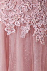 Sleeveless Dusty Pink Luxury Beaded Ball Gown Quince Dresses-Ballbella