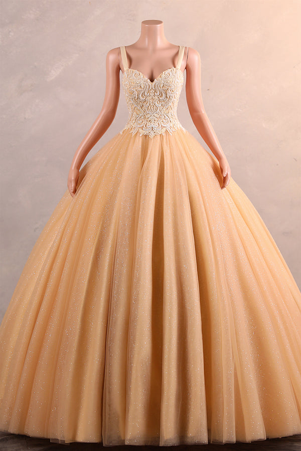 Straps Sparkle Ball Gown Sleeveless Beaded Quince Dresses