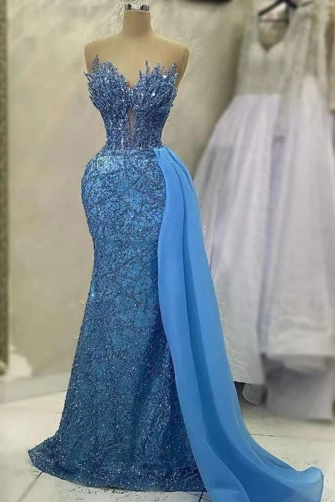 Classy Sweetheart Blue Dusty Mermaid Floor length Sleeveless Prom Dresses