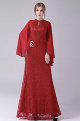 A-Line ankle-length high collar beaded mother's dress-Ballbella