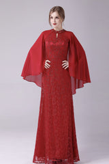 A-Line ankle-length high collar beaded mother's dress-Ballbella