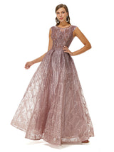 A-line Beaded Jewel Appliques Lace Floor-length cap sleeve Prom Dress-Ballbella