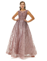 A-line Beaded Jewel Appliques Lace Floor-length cap sleeve Prom Dress-Ballbella