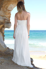 A-line Strapless Floor Length Court Chiffon Backless Wedding Dress-Ballbella