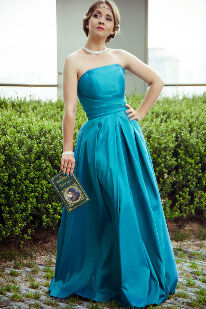 A-line Strapless Floor Length Sleeveless Chiffon Bridesmaid Dress-Ballbella