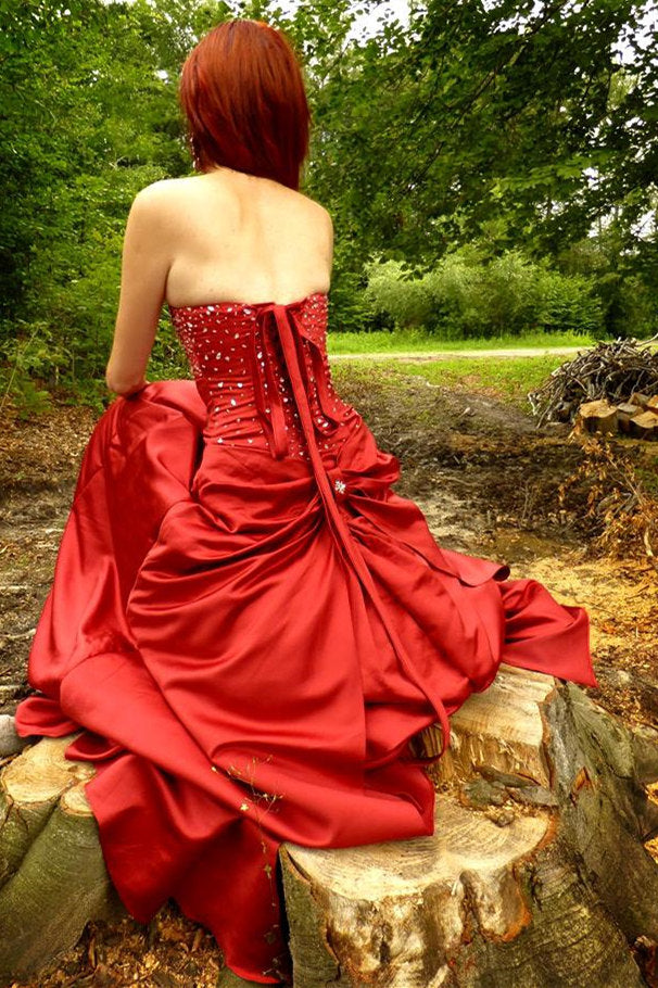 A-line Sweetheart Floor Length Charmuse Bow Backless Prom Dress-Ballbella