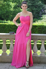 A-line Sweetheart Floor Length Chiffon Front Slit Backless Prom Dress-Ballbella