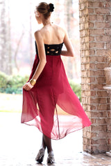 A-line Sweetheart Hi-low Length Tulle Backless Prom Dress-Ballbella