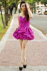 A-line Sweetheart Knee Length Charmuse Paillette Homecoming Dress-Ballbella