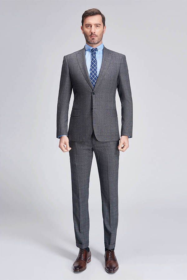 This Advanced Grey Plaid Mens Suits for Business, Peak Lapel Bespoke Suits for Men Sale at Ballbella comes in all sizes for prom, wedding and business. Shop an amazing selection of Peaked Lapel Single Breasted Grey mens suits in cheap price.