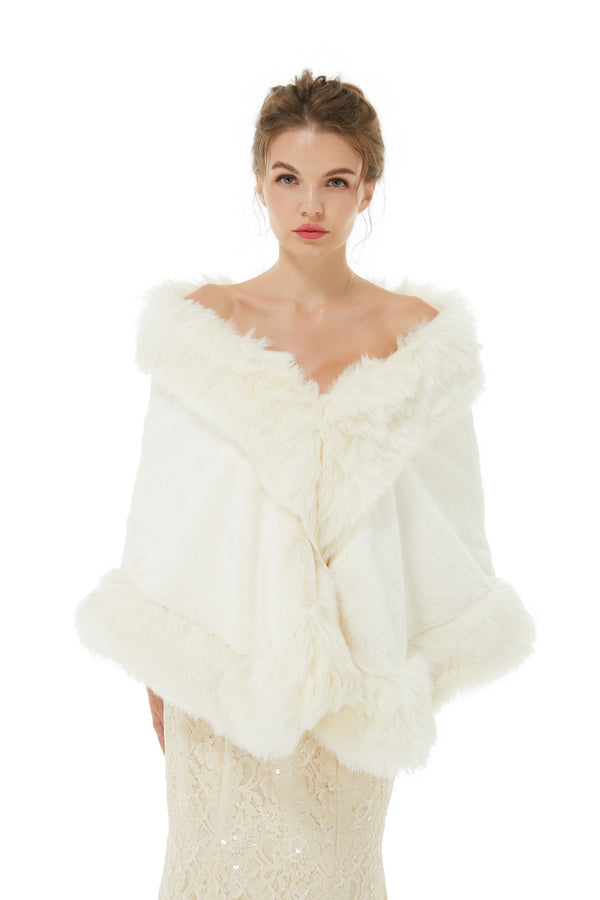 Alis- Winter Faux Fur Wedding Wrap-Ballbella