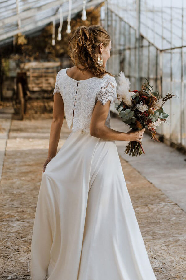 Amazing Boho Lace Mermaid Zipper Wedding Dress-Ballbella