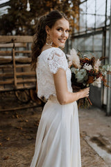 Amazing Boho Lace Mermaid Zipper Wedding Dress-Ballbella