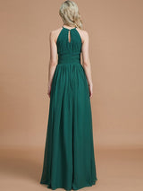 A-Line Charming Chiffon Scoop Sleeveless Bridesmaid Dresses