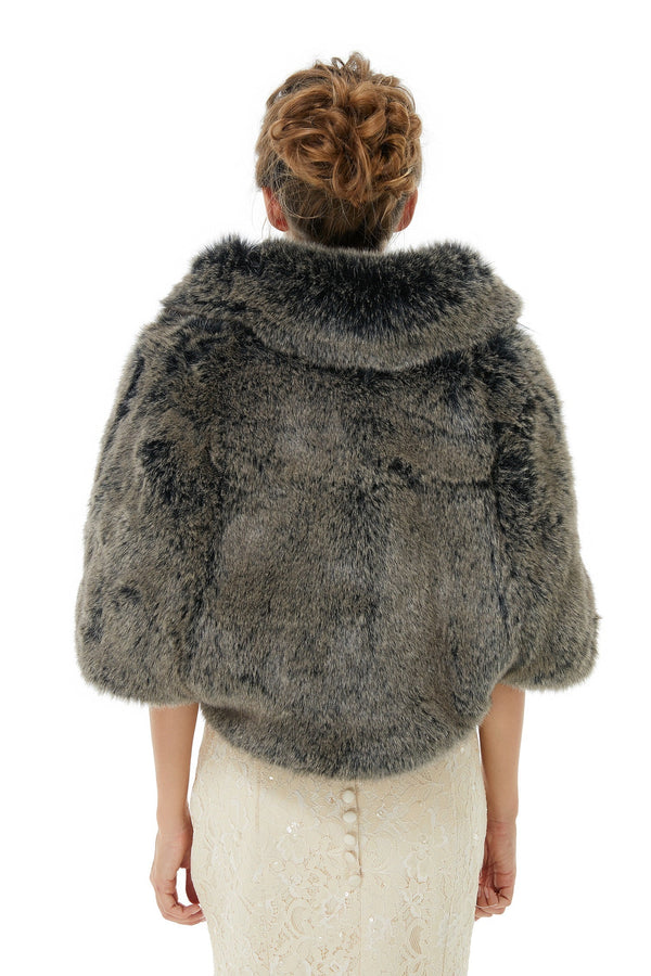 Amey - Winter Faux Fur Wedding Wrap-Ballbella