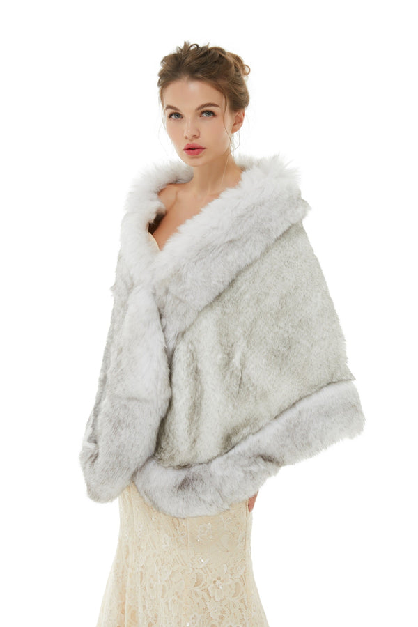 Angelina - Winter Faux Fur Wedding Wrap-Ballbella