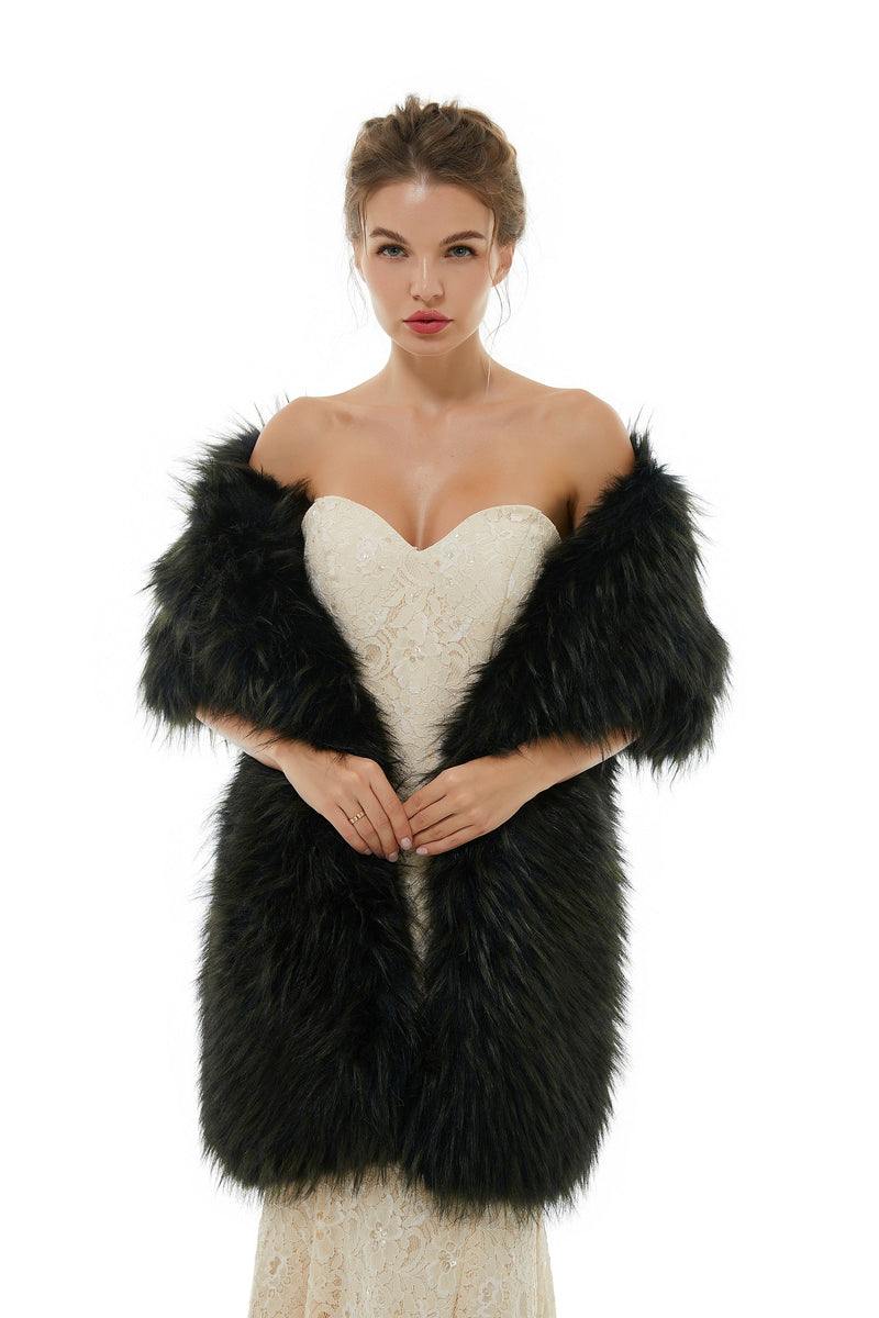 Badra - Winter Faux Fur Wedding Wrap-Ballbella