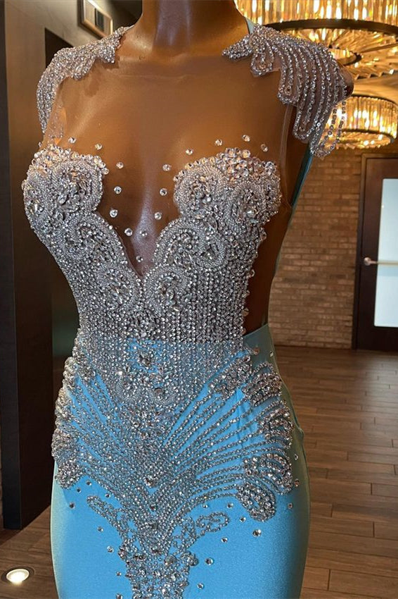 Beautiful Long Sleeveless Mermaid Prom Dress With Beading-Ballbella