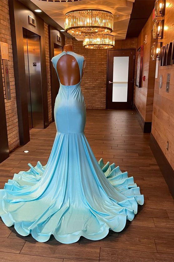 Beautiful Long Sleeveless Mermaid Prom Dress With Beading-Ballbella