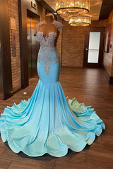 Beautiful Long Sleeveless Mermaid Prom Dress With Beading-Ballbella