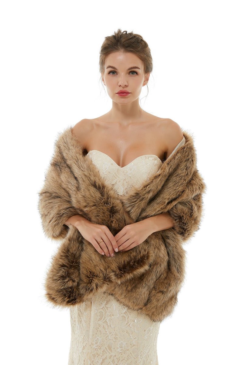 Bency - Winter Faux Fur Wedding Wrap-Ballbella