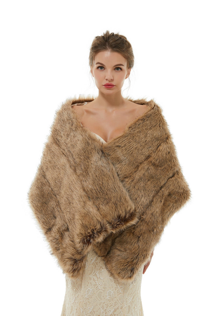 Bency - Winter Faux Fur Wedding Wrap-Ballbella