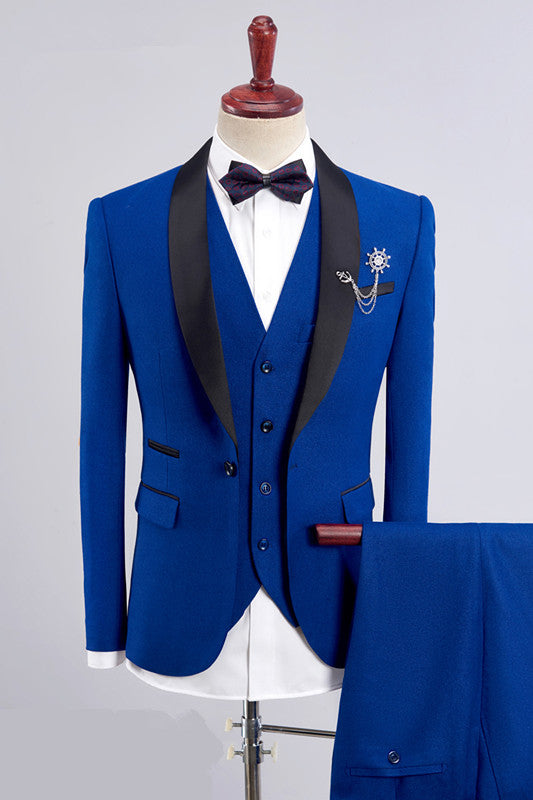 Bespoke Three Pieces Men Suits Royal Blue Men Suit for Wedding-Ballbella