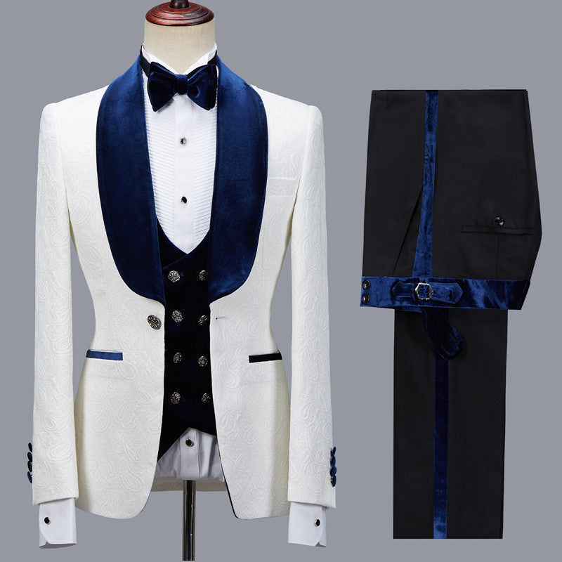 Ballbella is your ultimate source for Bespoke White Jacquard Shawl Lapel Men Suit for Wedding. Our White Shawl Lapel wedding groom Men Suits come in Bespoke styles &amp; colors with high quality and free shipping.