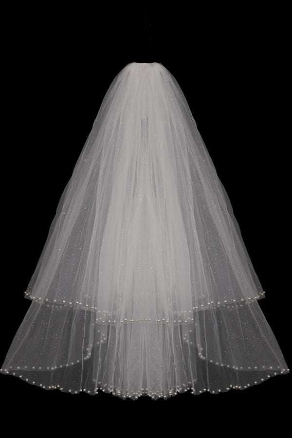 Beverly Classic With Pearls Wedding Veils-Ballbella