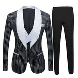 Black Dot Slim Fit Shawl Lapel Wedding Tuxedo for Men-Ballbella