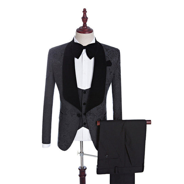 Shop for Black Jacquard Three-pieces Shawl Lapel Wedding Suits for Men in Ballbella at best prices.Find the best Black Shawl Lapel slim fit blazers with affordable price.