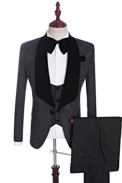 Shop for Black Jacquard Three-pieces Shawl Lapel Wedding Suits for Men in Ballbella at best prices.Find the best Black Shawl Lapel slim fit blazers with affordable price.