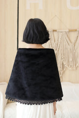 Black Lace-Trimmed Wedding Gown Shawl-Ballbella