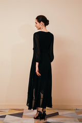 Black Long sleeves High low Chiffon Evening Dress-Ballbella