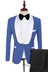 Blue One Button Shawl Lapel Wedding Tuxedo for Men-Ballbella