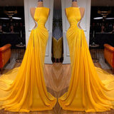 Bright Yellow Long Prom Dress Mermaid With Slit-Ballbella