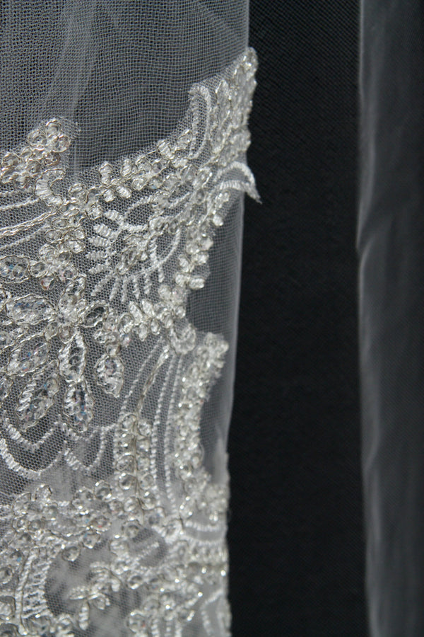 Camille Long Lace Wedding Veil Wedding Veils-Ballbella