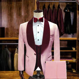 Candy Pink Stylsih Shawl Lapel Slim Fit Men Suits for Wedding-Ballbella