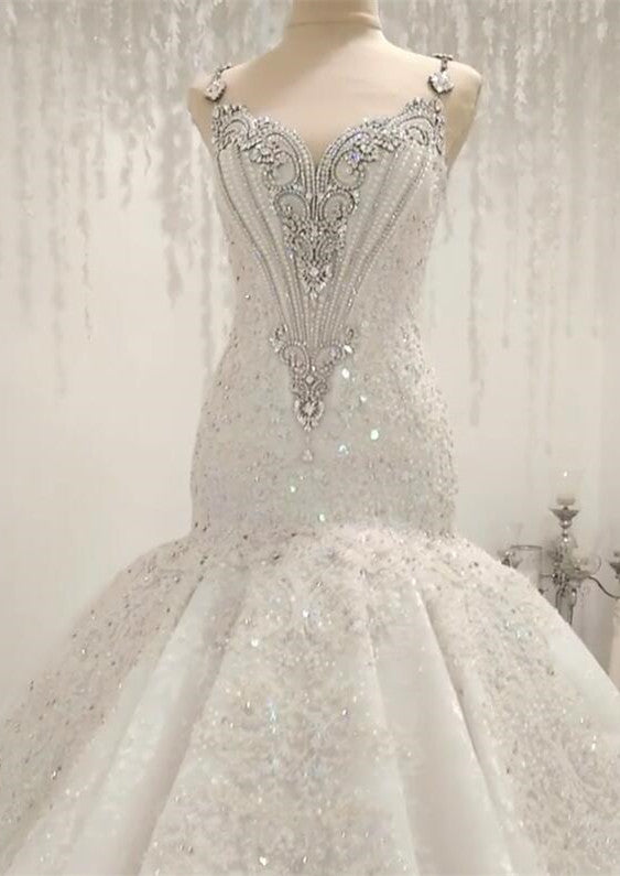 Any idea of dress for your big day? Ballbella custom made you this Cap Sleeves Sparkle Diamond Fit and Flare Wedding Dresses at factory price, fast delivery worldwide.